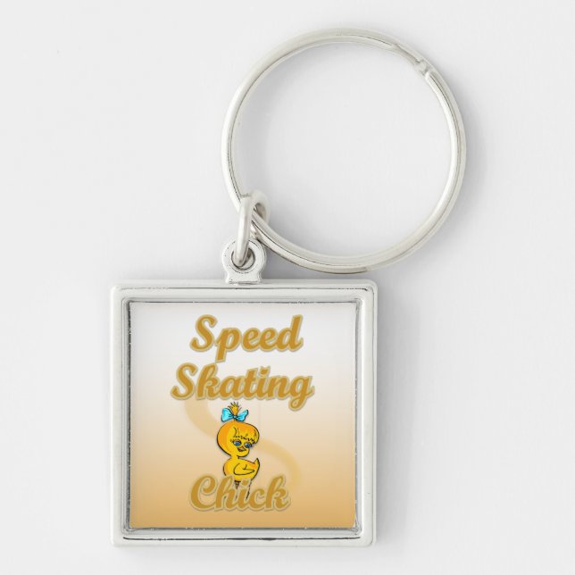Speed Skating Chick Key Ring (Front)