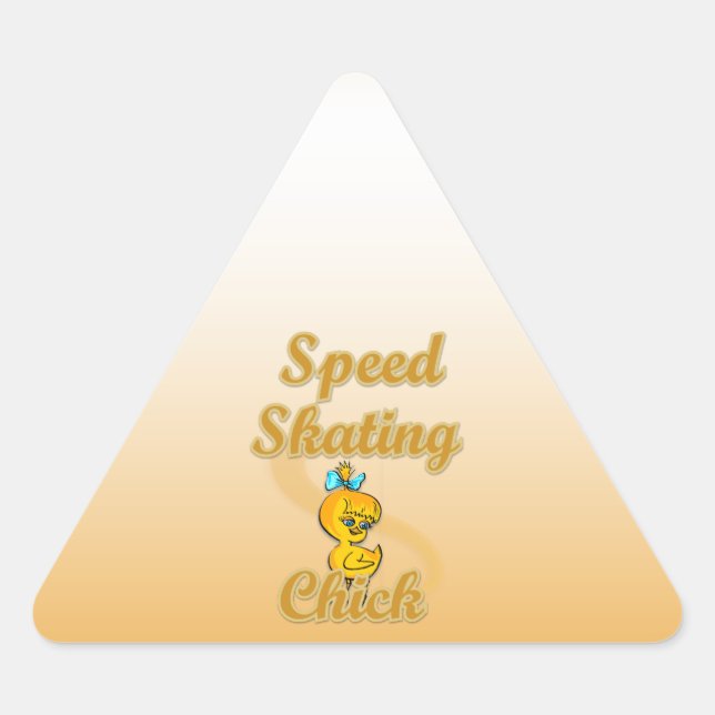 Speed Skating Chick Triangle Sticker (Front)