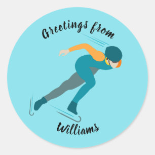 Speed Skating Classic Round Sticker