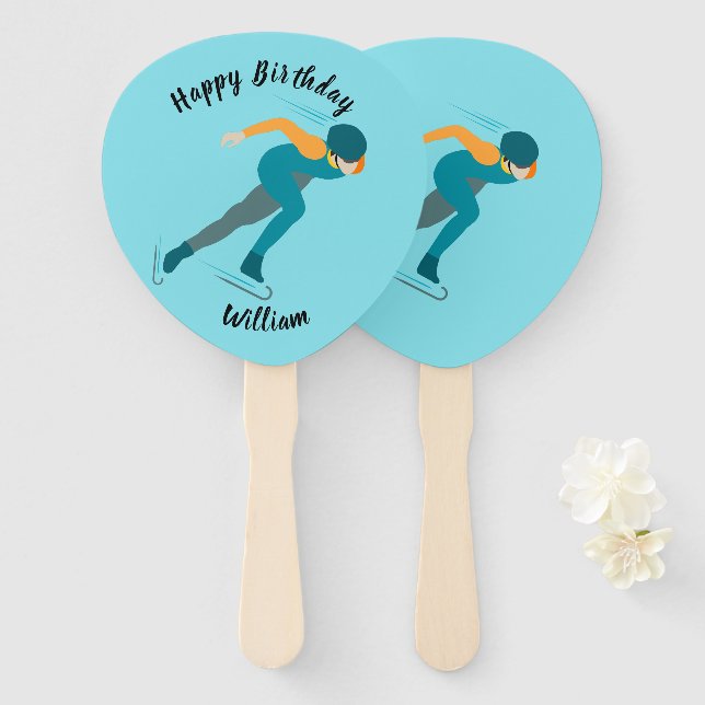Speed Skating Hand Fan (Front and Back)