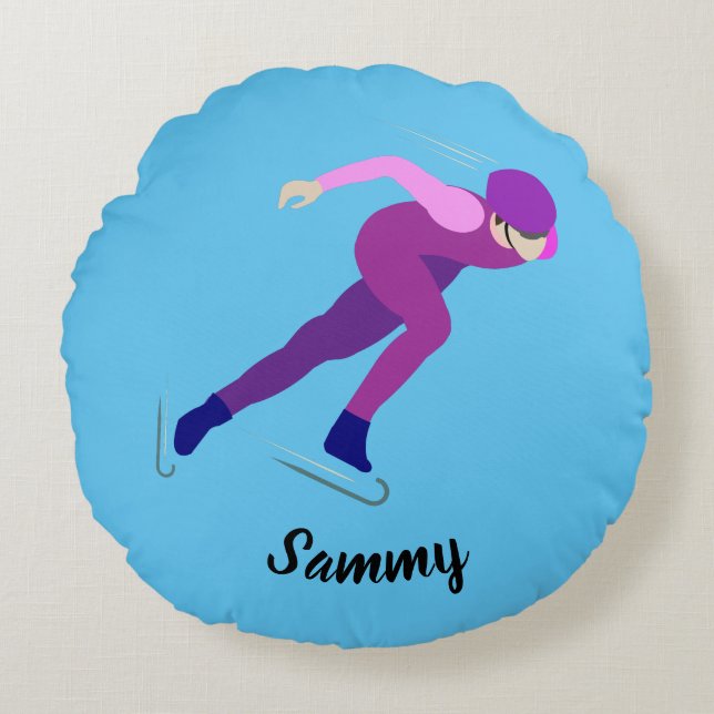 Speed Skating Round Cushion (Front)