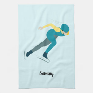 Speed Skating Tea Towel