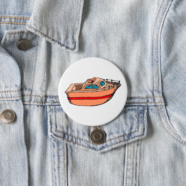 Speedboat Illustration Fun Nautical Boat Design 7.5 Cm Round Badge (Creator Uploaded)