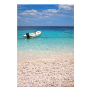 Speedboat in the blue sea photo print