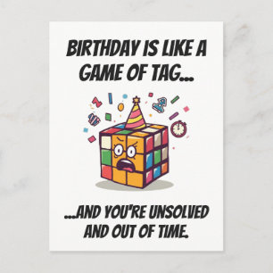 Speedcube Birthday Panic Funny Tag Joke Postcard