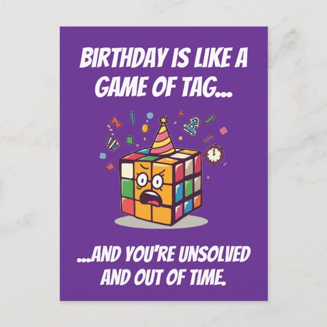 Speedcube Birthday Panic Funny Tag Joke Postcard (Front)