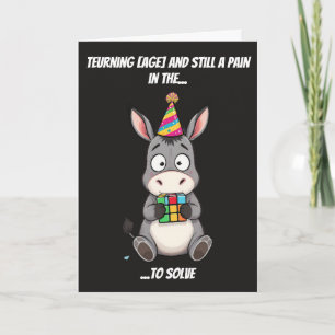 Speedcubing Donkey Pain Birthday Pun Card