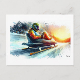 Speeding Bobsleigh Racer,  Postcard