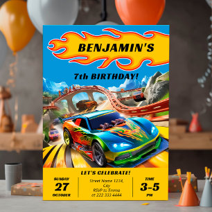 Speeding into Fun Custom Race Cars Birthday Invite