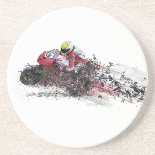 Speeding Motorcycle Racer Coaster (Front)