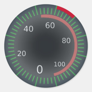 Speedometer Classic Round Sticker, Glossy Sticker