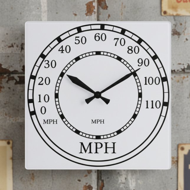 Speedometer MPH Monogram Garage Clock (This retro-inspired clock adds vintage charm and functional art. Add your initials!)