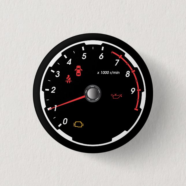 Speedometer - Tachometer  3 Cm Round Badge (Front)