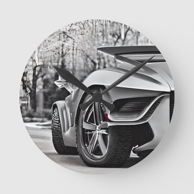 Speedway Elegance: Classic Car Enthusiast Wall Clo Round Clock (Front)