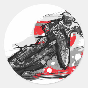 Speedway Flat Track Motorcycle Racer Classic Round Sticker