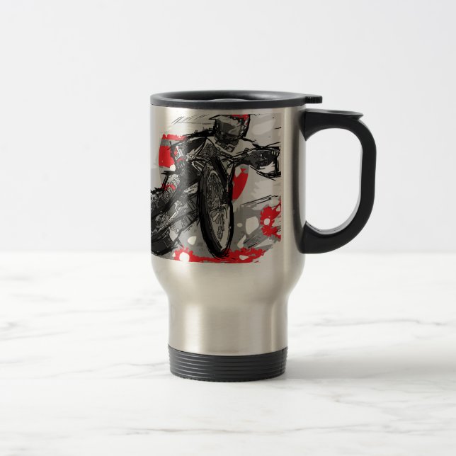 Speedway Flat Track Motorcycle Racer Travel Mug (Right)