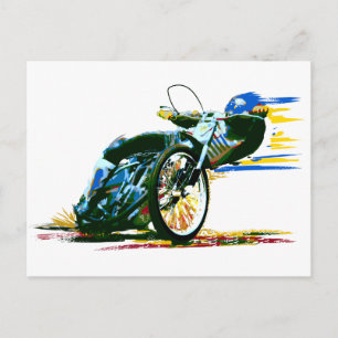 Speedway Motorcycle Racer Painting Postcard