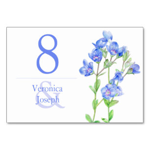 Speedwell blue wildflower wedding table card