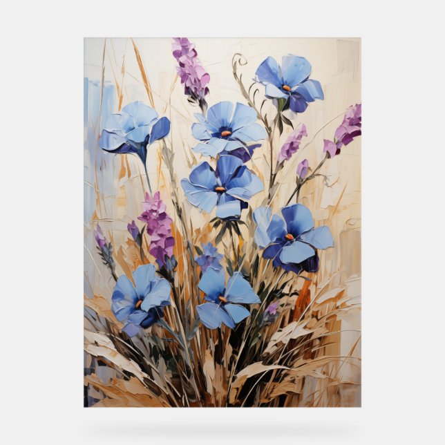 Speedwell - Impasto Floral Acrylic Sign (Front)