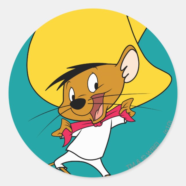 SPEEDY GONZALES™ Bow-Tie Classic Round Sticker (Front)