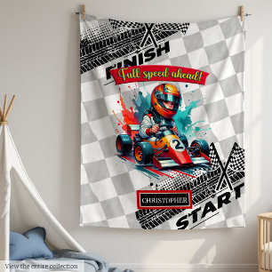 Speedy Little Boy Racing Formula 1 Blanket