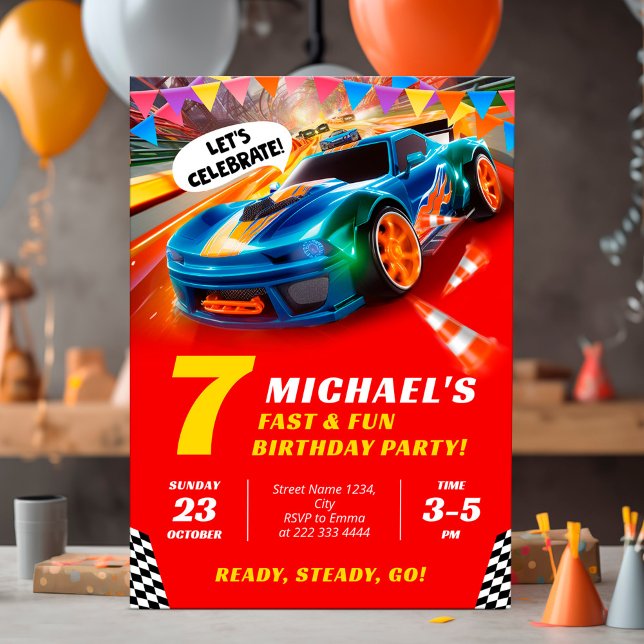 Speedy Race Car Birthday Celebration Invitation (Creator Uploaded)