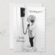 Speedy Recovery,  Child, Old Phone, B&W Art