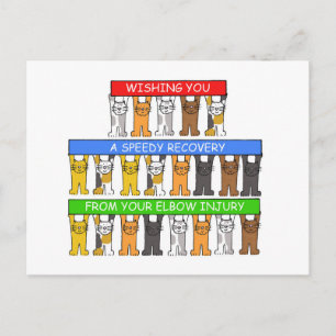 Speedy Recovery from Elbow Injury, Cartoon Cats. Postcard