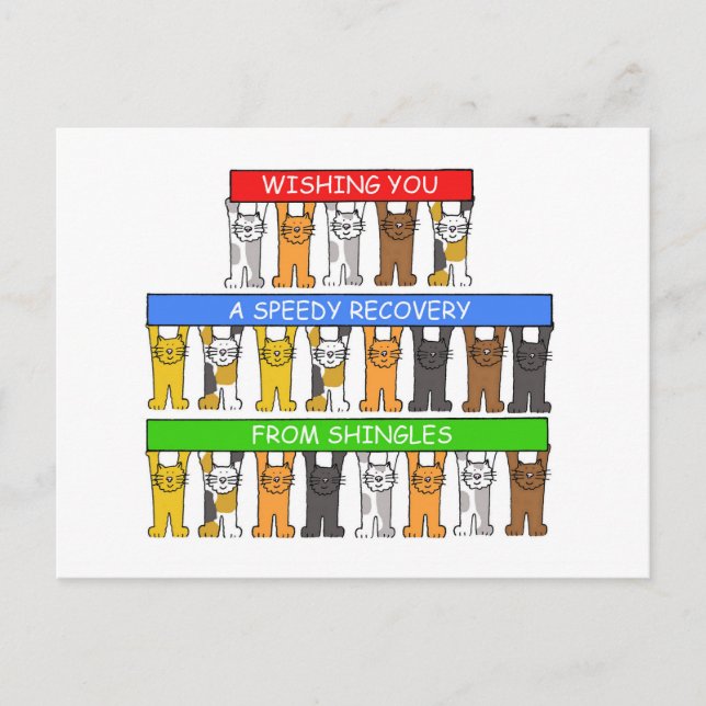 Speedy Recovery from Shingles, Cartoon Cats. Postcard (Front)