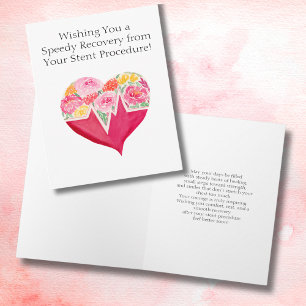Speedy Recovery from Stent Procedure Heart Flowers Card