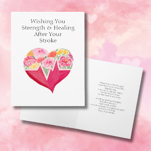Speedy Recovery from Stroke Heart Flowers Card
