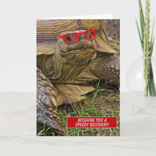 speedy recovery-old tortoise in red sunglasses card (Front)