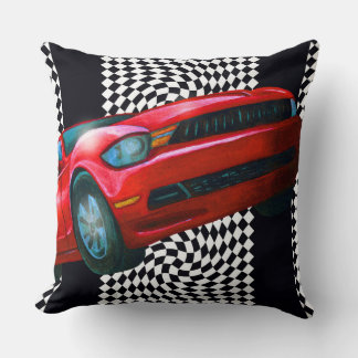 Speedy Red Sportscar Cushion