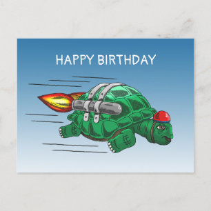 Speedy Rocket Turtle Postcard