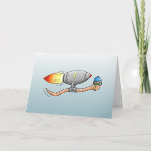 Speedy Rocket Worm Birthday Invitation