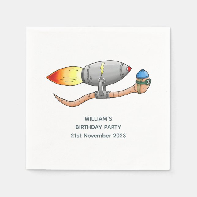 Speedy Rocket Worm Napkin (Front)