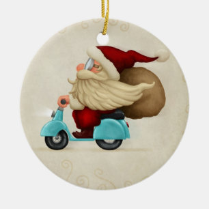 Speedy Santa Claus Ceramic Tree Decoration