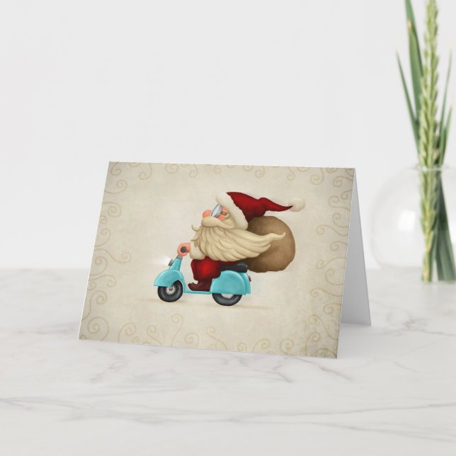 Speedy Santa Claus Holiday Card (Front)