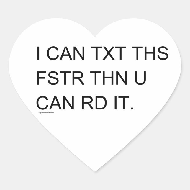 Speedy Texter Child's Retro Heart Sticker (Front)