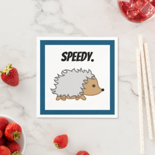 Speedy the Hedgehog, Funny Fast Animal Cartoon Napkin