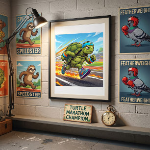 Speedy Turtle Sprinter Athletic Runner Poster