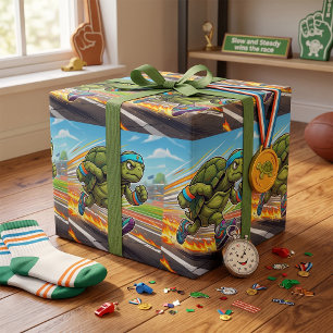 Speedy Turtle Sprinter Athletic Runner Wrapping Paper