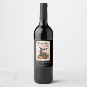 Spell-Binding Halloween Witch Vintage Pumpkin  Wine Label