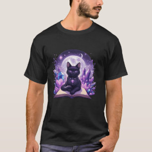 Spell Book Lover Crystal Witchy Cute Black Cat Pas T-Shirt