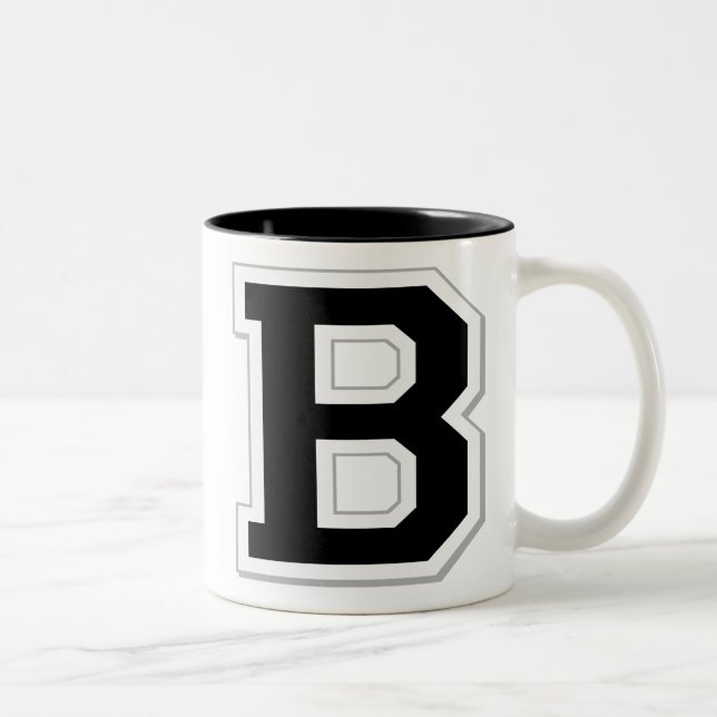 Spell it Out Initial Letter B Black Coffee Mug (Right)