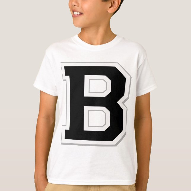 Spell it Out Initial Letter B Black Sweatshirt T-Shirt (Front)