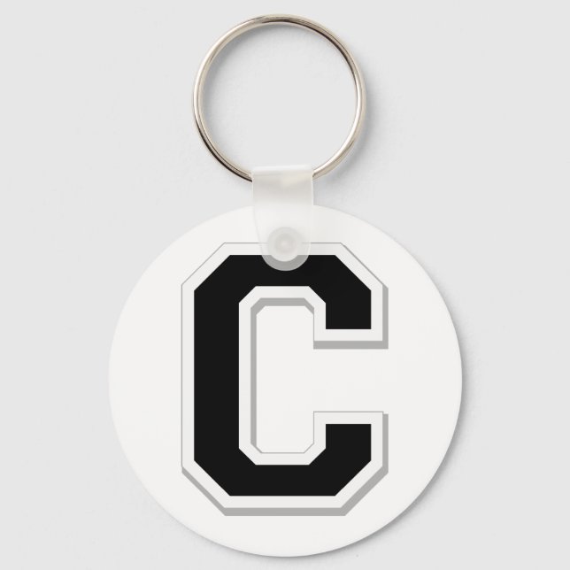 Spell it Out Initial Letter C in Black Key Chain (Front)