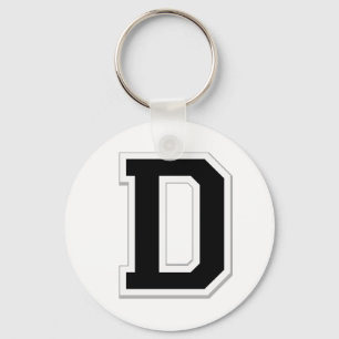 Spell it Out Initial Letter D in Black Key Chain