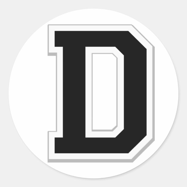 Spell it Out Initial Letter D in Black Stickers (Front)