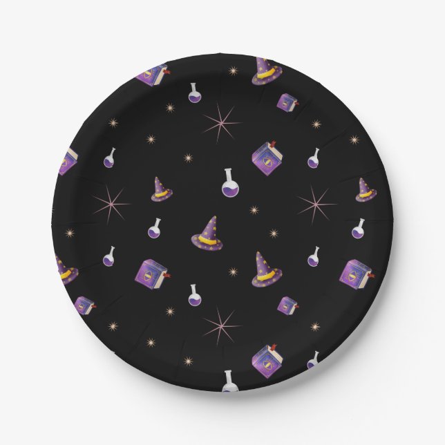 Spellbinding Books Witches Hats Blac Paper Plate (Front)